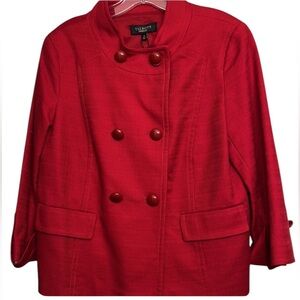 Talbots size 12 cherry red jacket double breasted waist coat “JACKIE FIT”